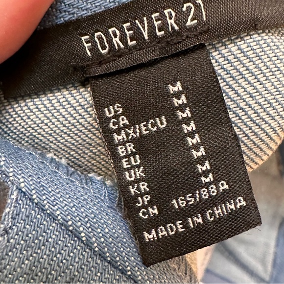 FOREVER 21 Heart graphic denim bustier crop top NWT - Picture 5 of 5